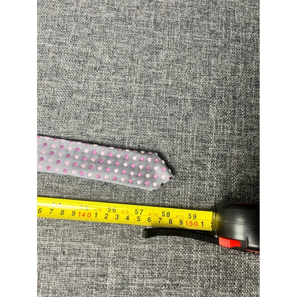 Geoffrey Beene Mens Grey Pink Purple Polka Dot 100% Silk Necktie Standard Width